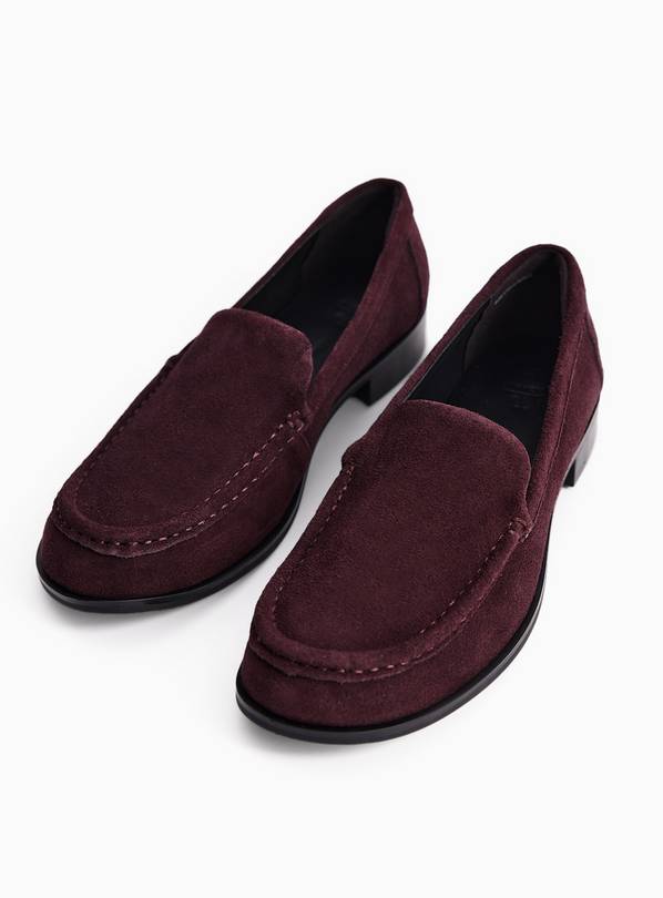 Dark Red Suede Swung Toe Loafers 6